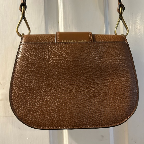 Ralph Lauren Cognac Leather Crossbody with Antique Gold Buckle - Picture 5 of 7